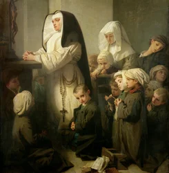 Das Gebet der Kinder, die an Ringelflechte leiden, 1853 (Detail)